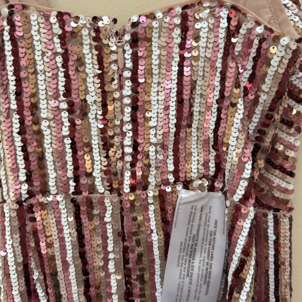 BCBGMaxAzria multicolor pink sequins wrap mini dress - Picture 10 of 10